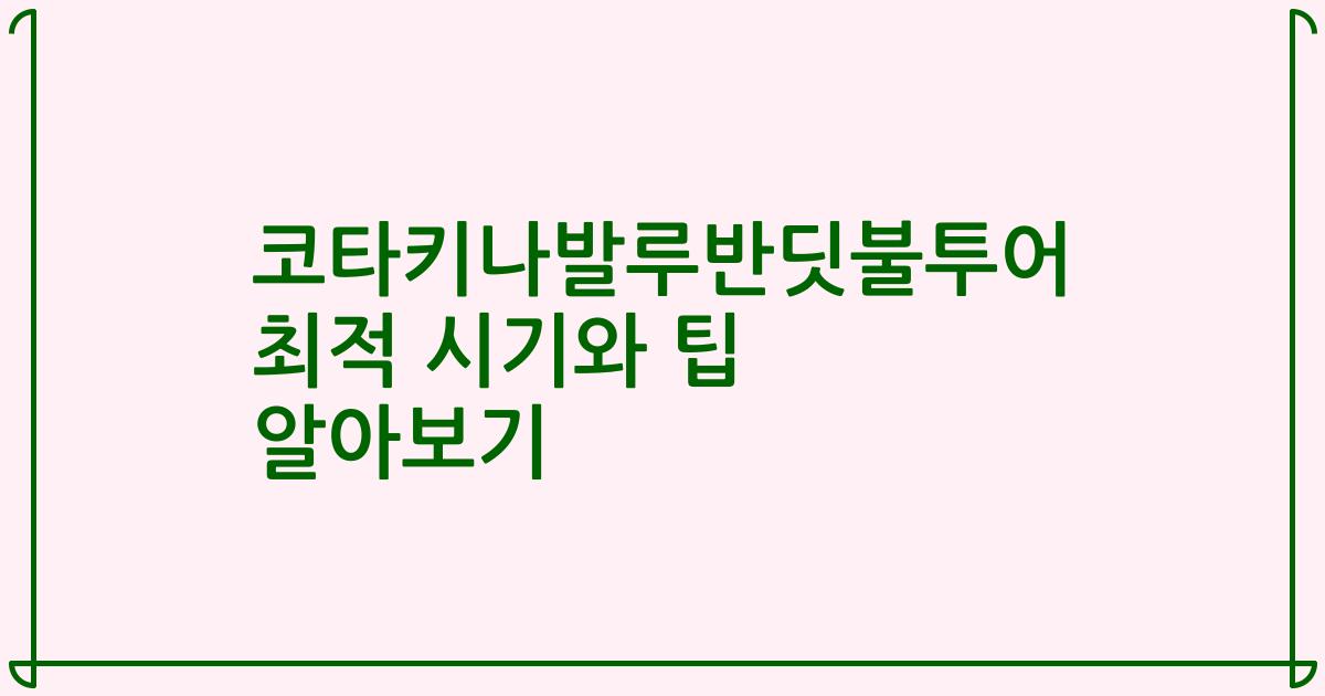코타키나발루반딧불투어 최적 시기와 팁 알아보기
