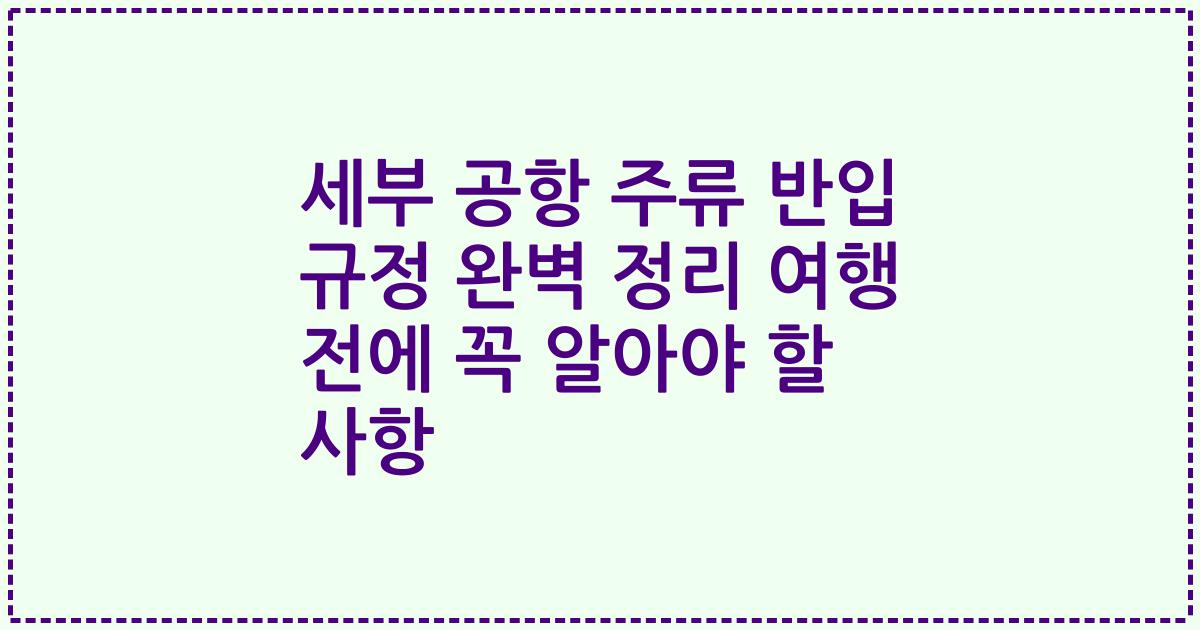 세부 공항 주류 반입 규정 완벽 정리 여행 전에 꼭 알아야 할 사항