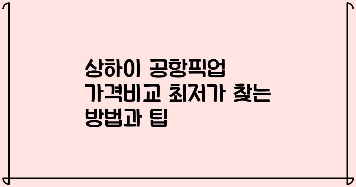 상하이 공항픽업 가격비교 최저가 찾는 방법과 팁