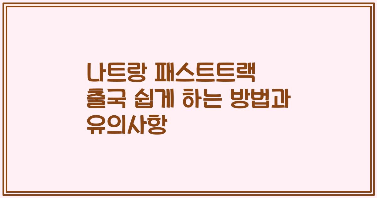 나트랑 패스트트랙 출국 쉽게 하는 방법과 유의사항