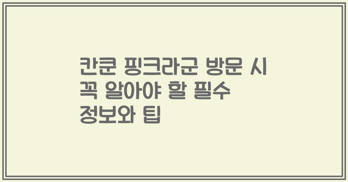 칸쿤 핑크라군 방문 시 꼭 알아야 할 필수 정보와 팁
